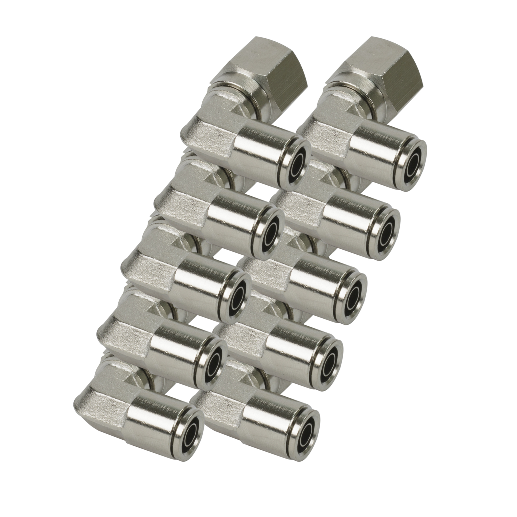 Viair 90 Degree Swivel Elbow PTC Fitting - 3/8in. NPT, Nickel-Plated Brass, 200 PSI, Model# 13858-BP